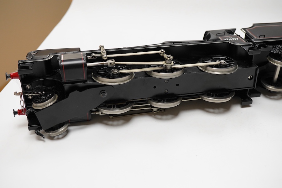 A boxed Bassett-Lowke by Corgi 0 gauge tinplate BR N class 2-6-0 tender locomotive, 31407, intended for two or three rail running (the pick ups for the centre rail and switch in the cab have been removed), (BL99004)